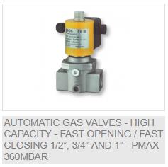 High capacity fast/fast 1/2", 3/4", 1" — Pmax 360mbar