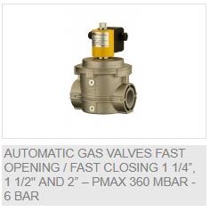 Fast/fast 1¼", 1½", 2" — Pmax 360mbar–6bar