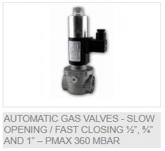 Slow opening / fast closing 1/2", 3/4", 1" — Pmax 360mbar