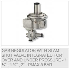 Gas regulator with integrated slam shut valve (over/under pressure) — 1¼", 1½", 2" — Pmax 5 bar