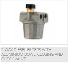 2-way diesel filters w/ aluminium bowl, closing and check valve