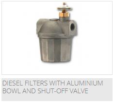 w/ aluminium bowl and shut-off valve